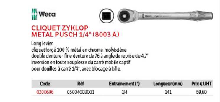 Wera Cliquet Zyklop Metal Pusch 1-4" (8003 A)