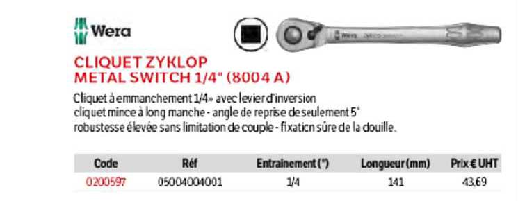 Wera Cliquet Zyklop Metal Switch 1-4" (8004 A)