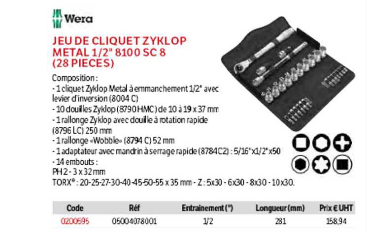 Wera Jeu De Cliquet Zyklop Metal 1-2" 8100 SC 8 (28 Pieces)