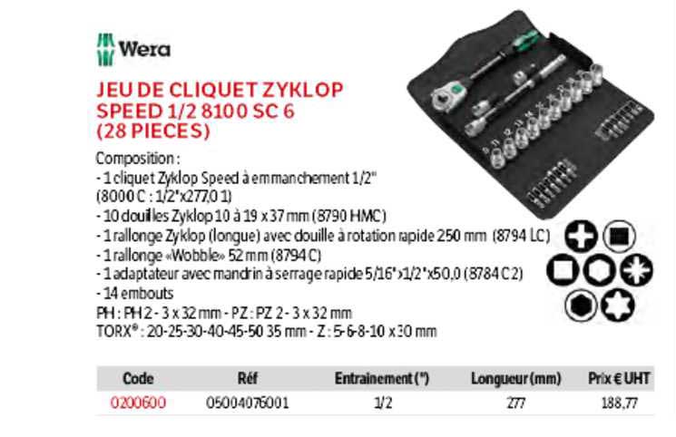 Wera Jeu De Cliquet Zyklop Speed 1-2 8100 SC 6 (28 Pieces)
