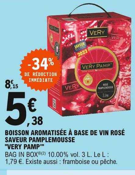 Boisson Aromatisée à Base De Vin Rosé Saveur Pamplemousse "very Pamp"