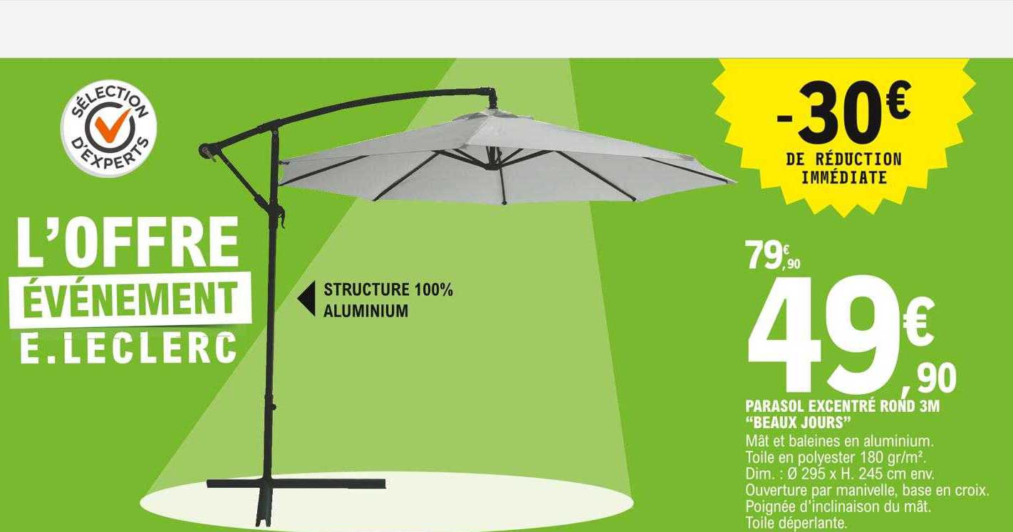 parasol excentré rond 3m "beaux jours"