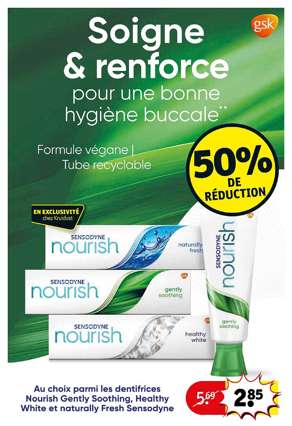 dentifrice nourish gently soothing, healthy,white et naturally sensodyne