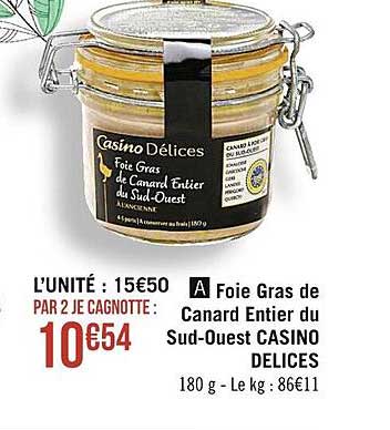 Foie Gras De Canard Entier Du Sud-ouest Casino Délices