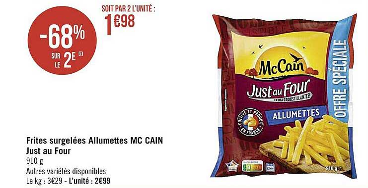 frites surgelées allumettes mc cain just au four