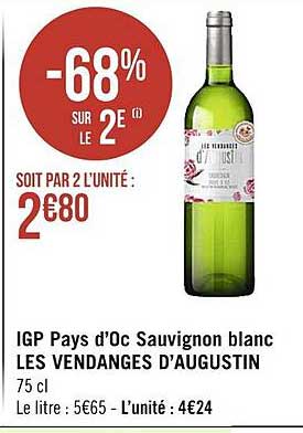 igp pays d'oc sauvignon blanc les vendanges d'augustin