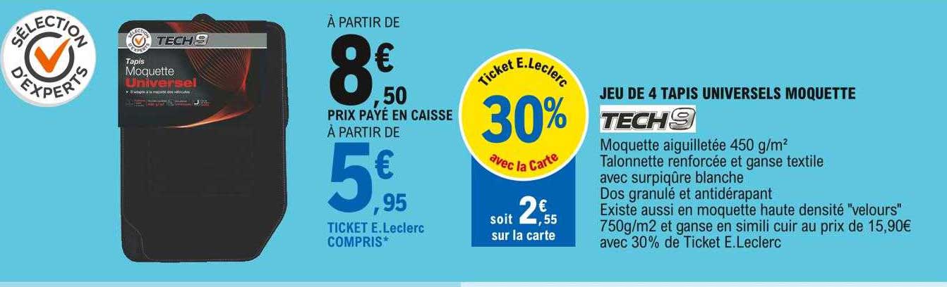 jeu de 4 tapis universels moquette tech9