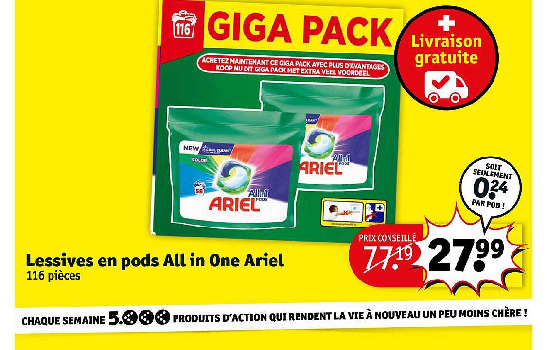 lessives en pods all in one ariel