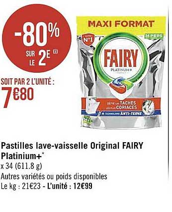 pastilles lave-vaisselle original fairy platinium+