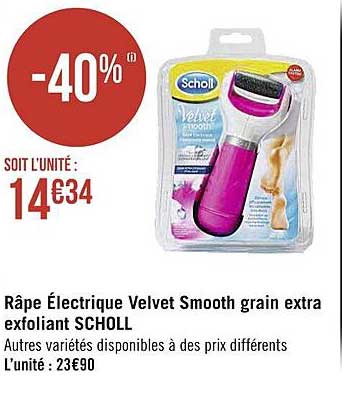 râpe électrique velvet smooth grain extra exfoliant scholl