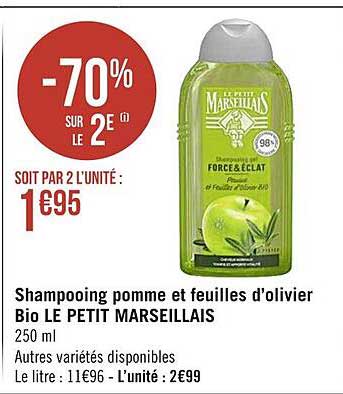 shampooing pomme et feuilles d'olivier bio le petit marseillais