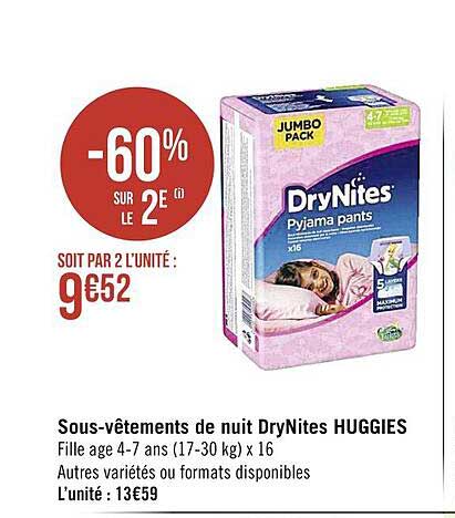 sous-vêtements de nuit dryNites huggies