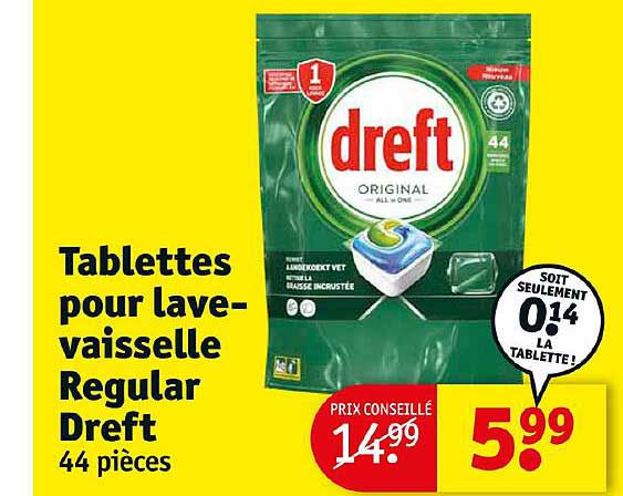 tablettes pour lave-vaisselle regular dreft