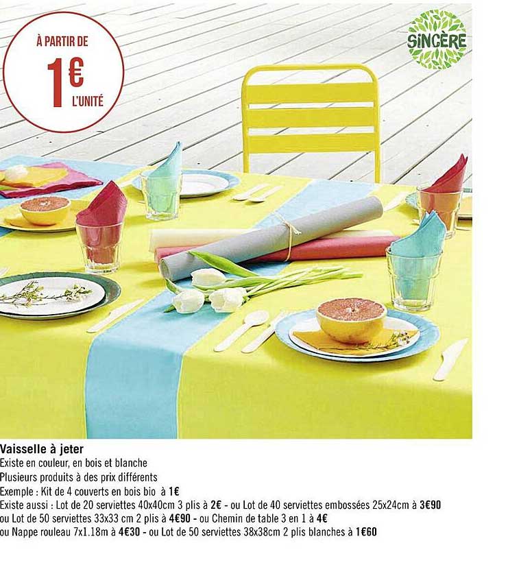 vaisselle à jeter sincère