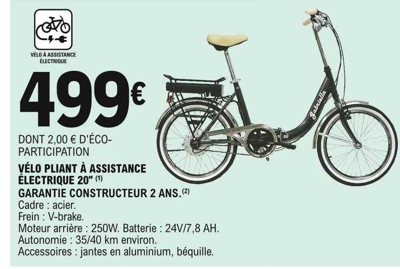 vélo pliant à assistance électrique 20"