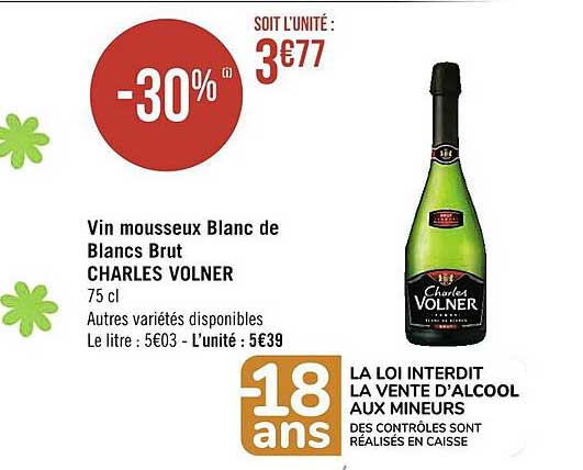 vin mousseux blanc de blancs brut charles volner