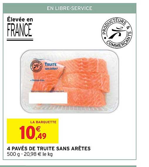 4 pavés de truite sans arêtes