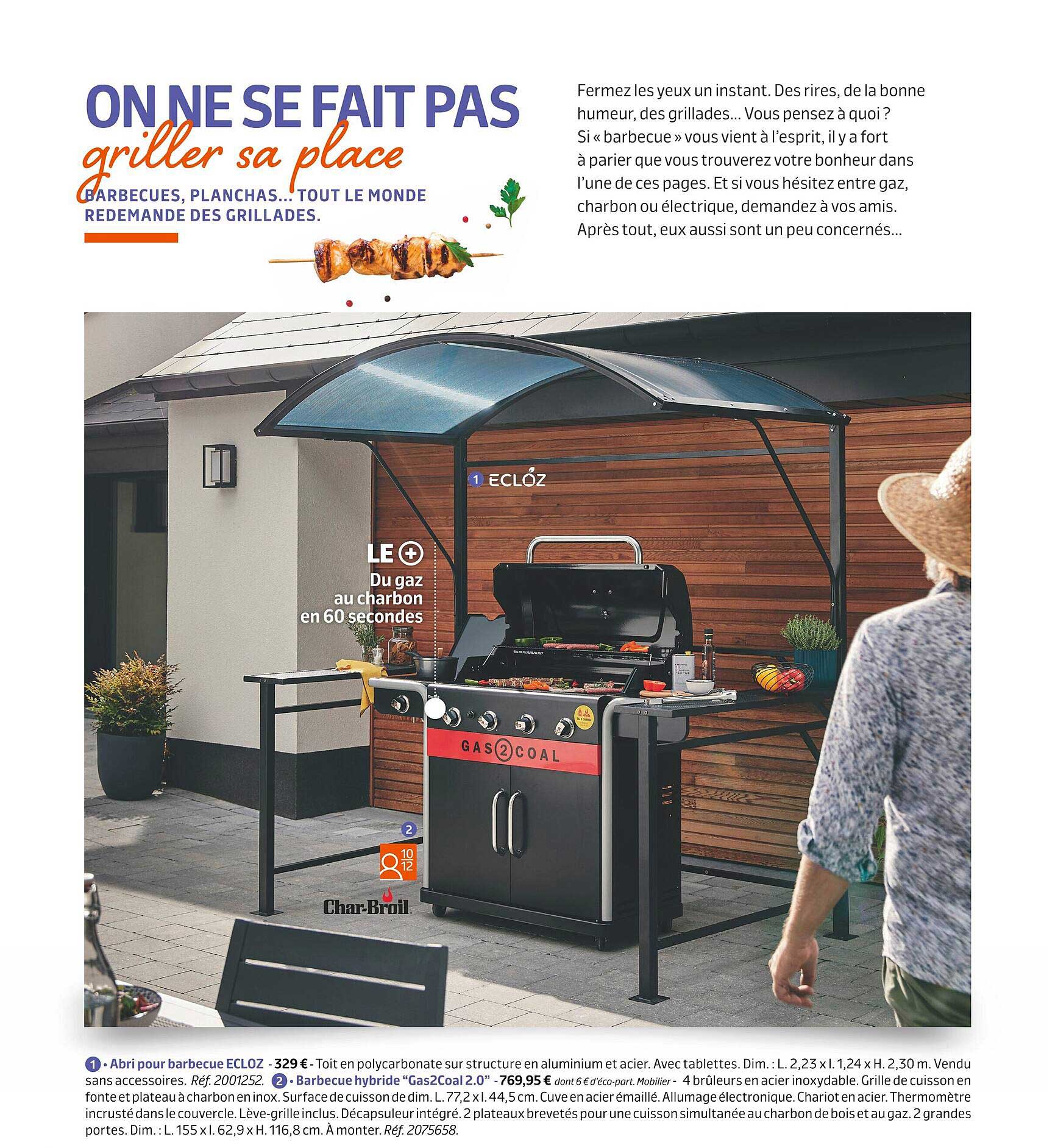 abri pour barbecue ecloz, barbecue hybride "gas2coal 2.0"
