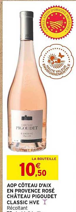 aop côteau d'aix en provence rosé château pigoudet classic hve