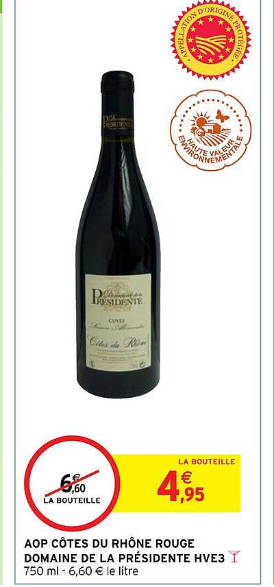 aop côtes du rhône rouge domaine de la présidente hve3