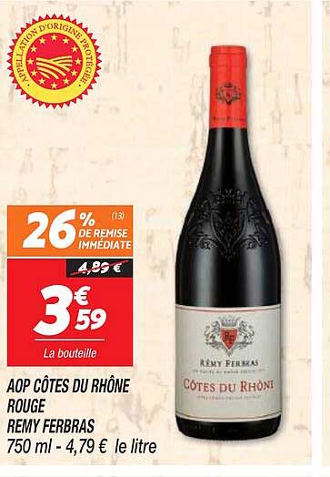 aop côtes du rhône rouge remy ferbras