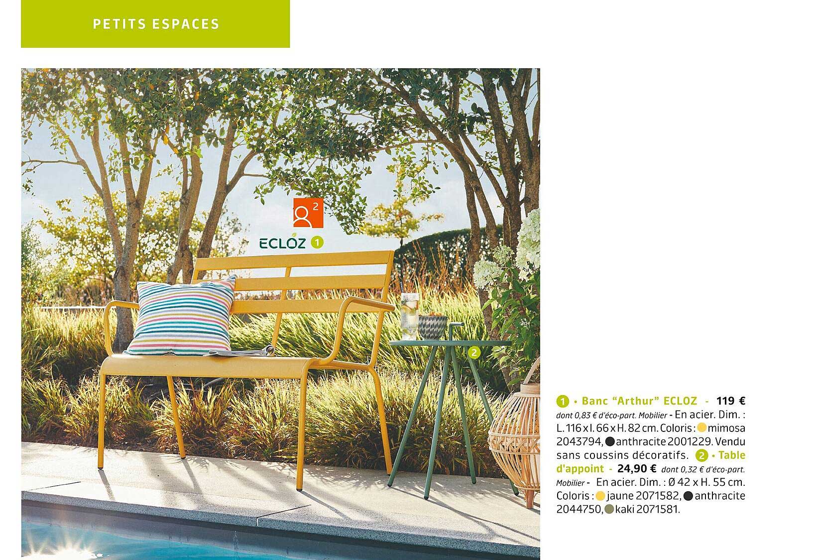 Banc "arthur" Ecloz, Table D'appoint