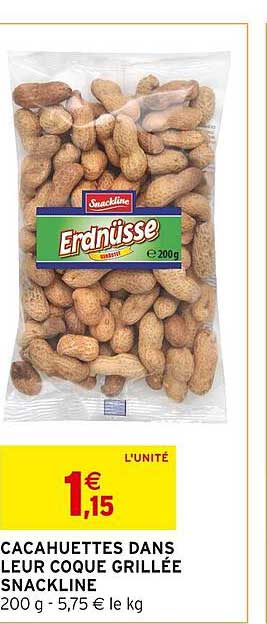 cacahuètes dans leur coque grillées snackline
