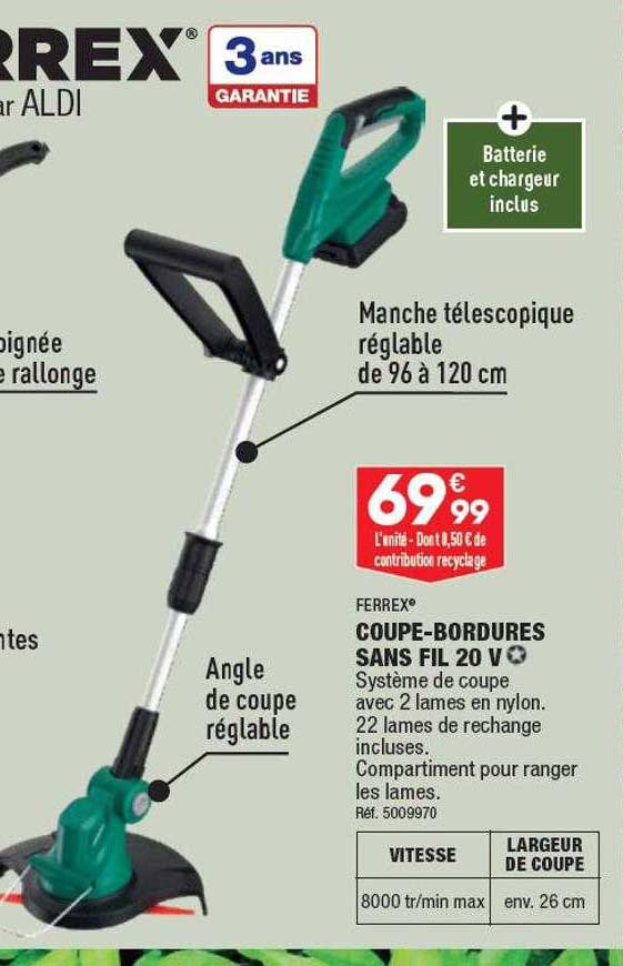 coupe-bordures sans fil 20v ferrex