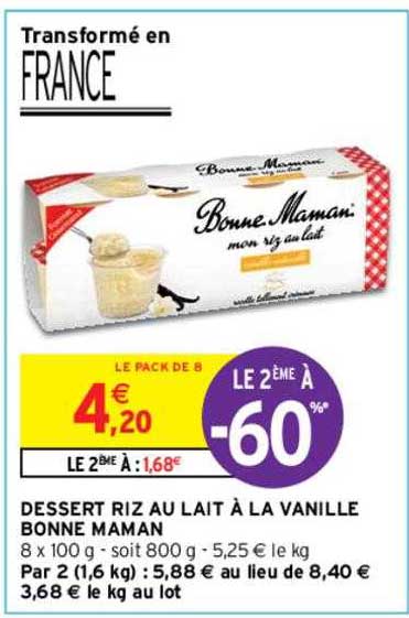 dessert riz au lait à la vanille bonne maman