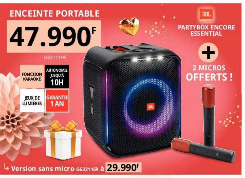 enceinte portable jbal + 2 micros offerts!