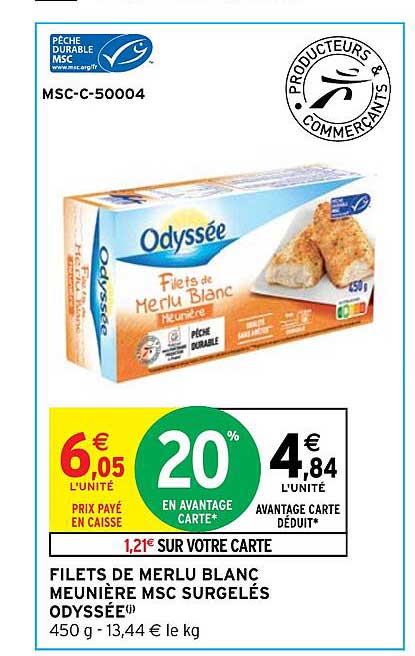 Filets De Merlu Blanc Meunière Msc Surgelés Odyssée