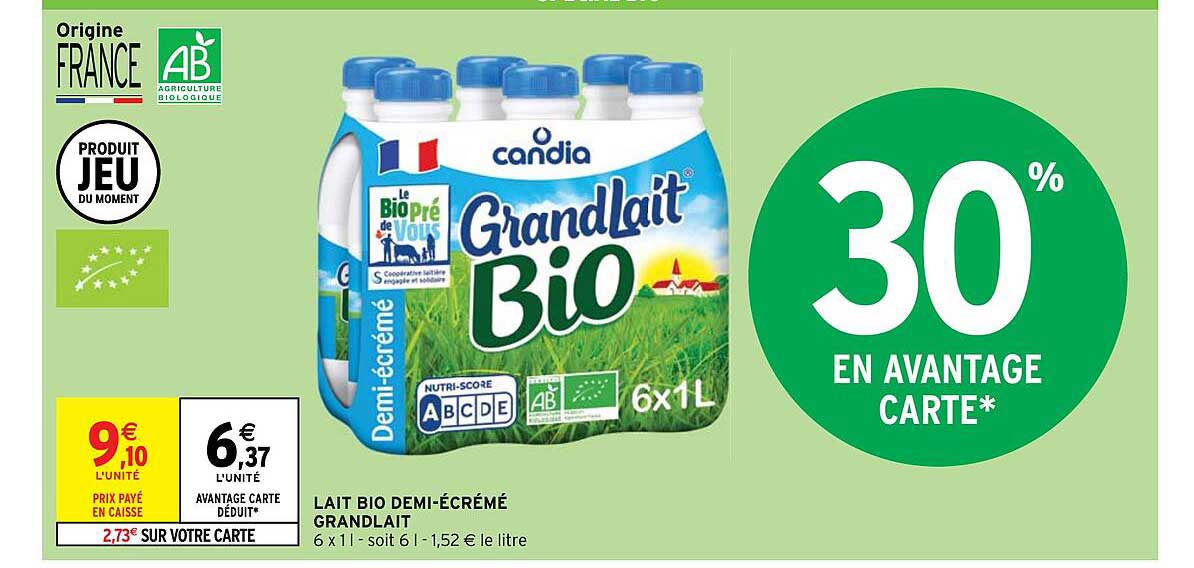 lait bio demi-écrémé grand lait