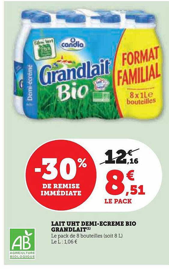 lait uht demi-écrémé bio grand lait