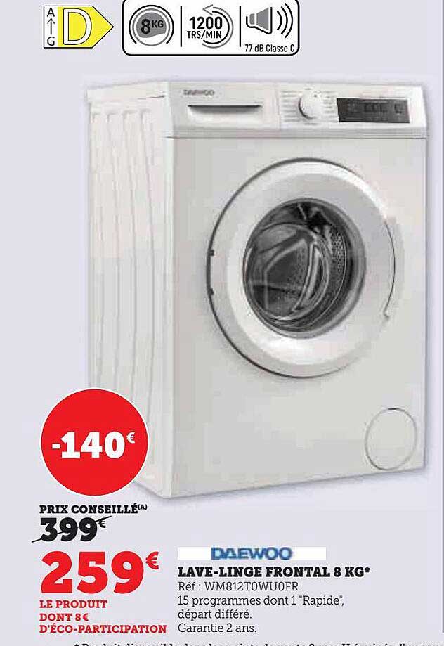 lave-linge frontal 8 kg daewoo
