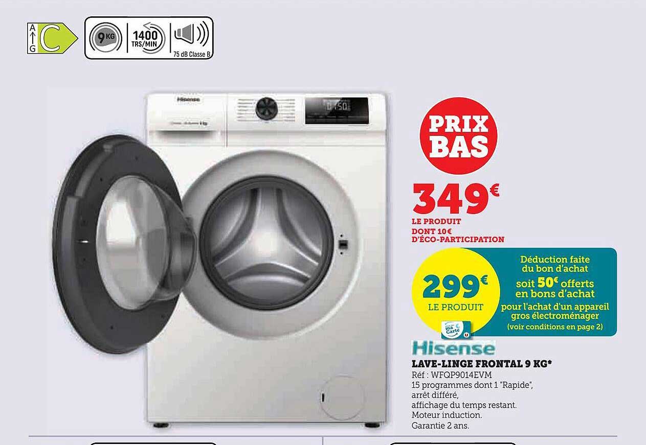 lave-linge frontal 9 kg hisense
