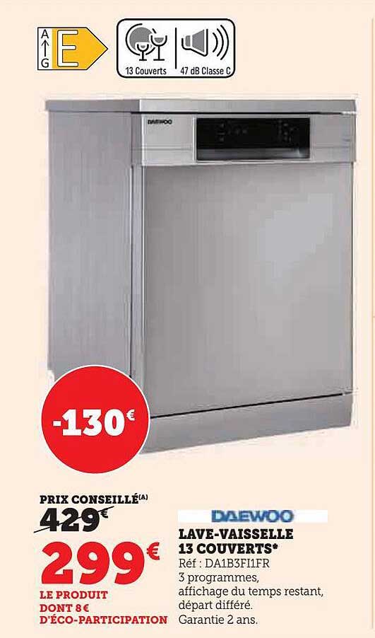 lave-vaisselle 13 couverts daewoo