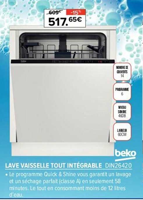 lave vaisselle tout intégrable beko