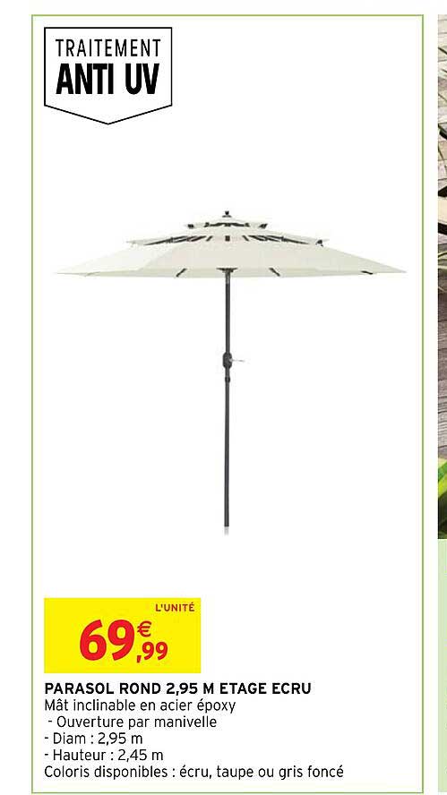 Parasol Rond 2,95 M étage écru