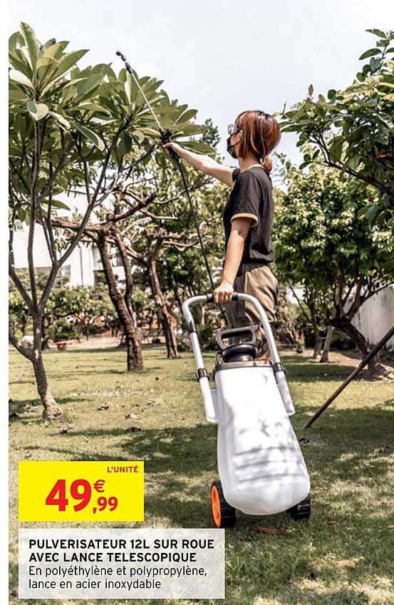 pulvérisateur 12l sur roue avec lance téléscopique