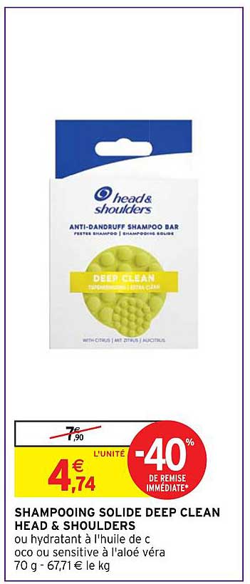 shampooing solide deep clean head & shoulders