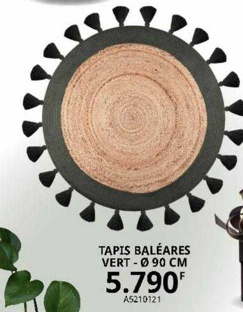 tapis baléares vert - ø 90 cm