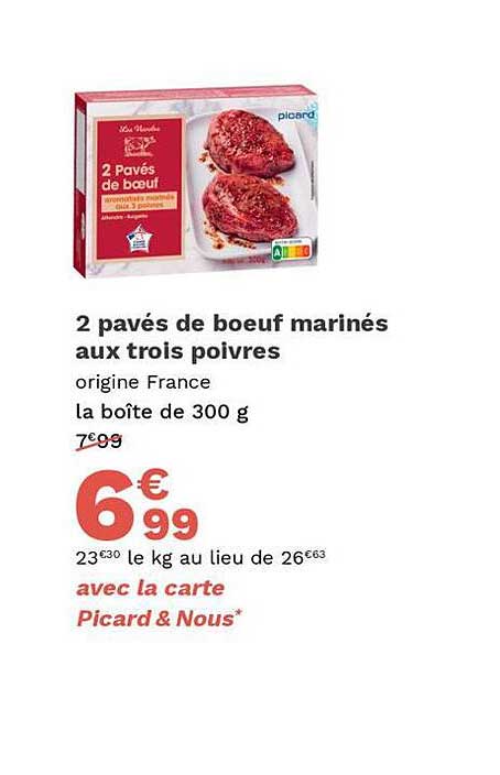 2 pavés de bœuf marinés aux trois poivres