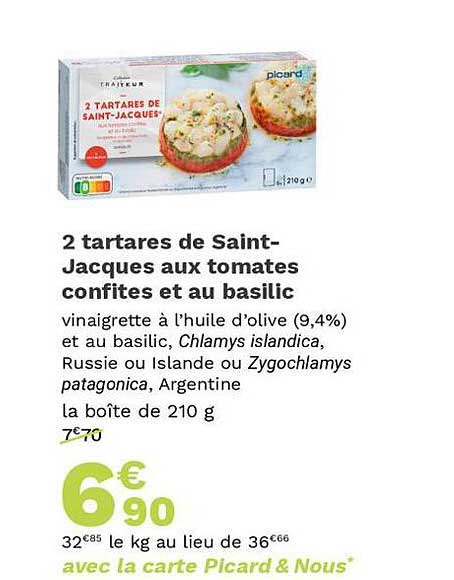 2 tartares de saint-jacques aux tomates confites et au basilic