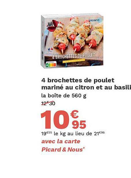 4 Brochettes De Poulet Mariné Au Citron Et Au Basilic