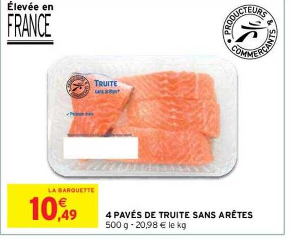 4 pavés de truite sans arêtes