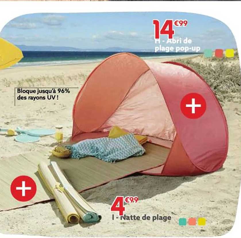 abri de plage pop-up, natte de plage