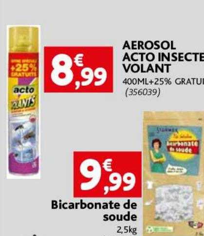 aérosol acto insecte volant, bicarbonate de soude