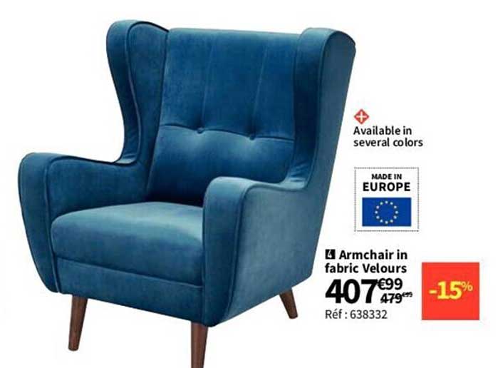 armchair in fabric velours