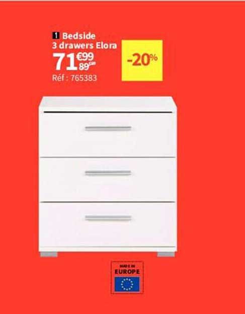 bedside 3 drawers elora