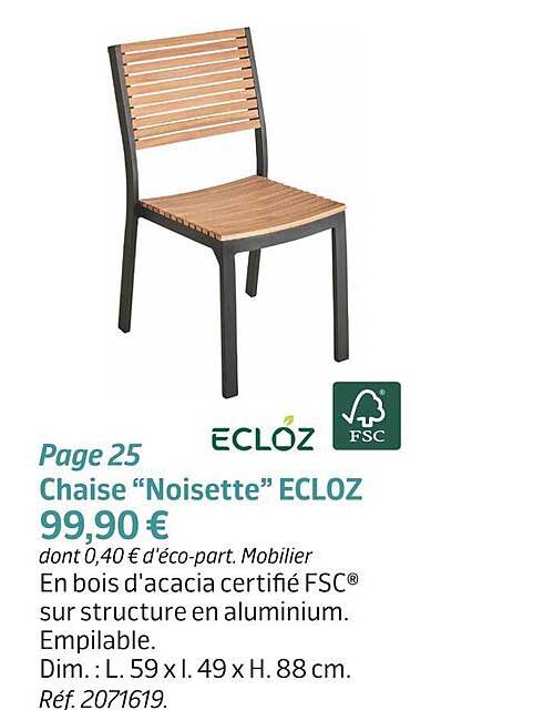 Chaise "noisette" Ecloz